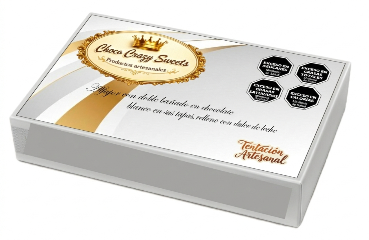 A10 doble baño blanco Caja x 6 Alfajores con doble baño de chocolate blanco en sus tapas - Image 1