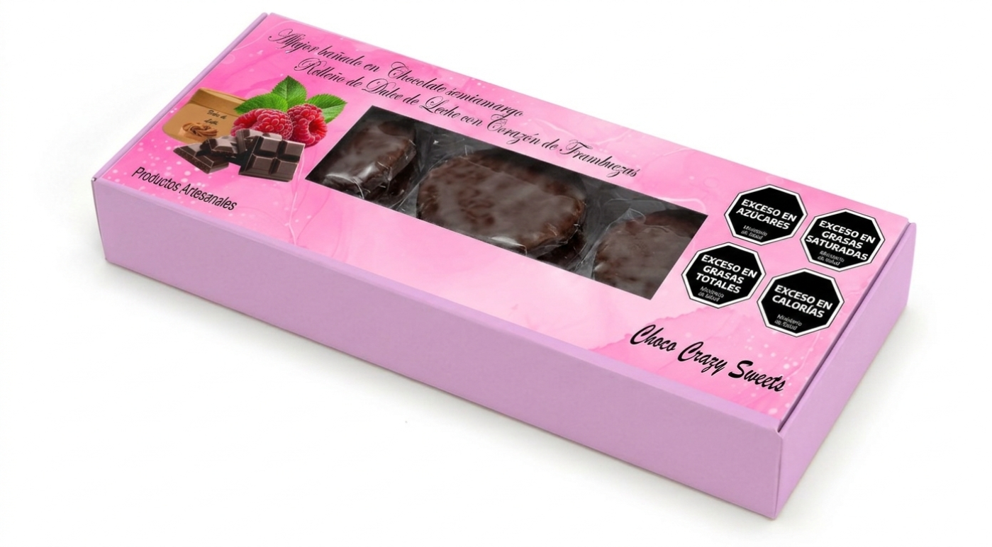 frambuesa semiamargo Caja Patagónicos x 3 Alfajores Corazón de Frambuesas Baño en chocolate semiamargo - Image 1