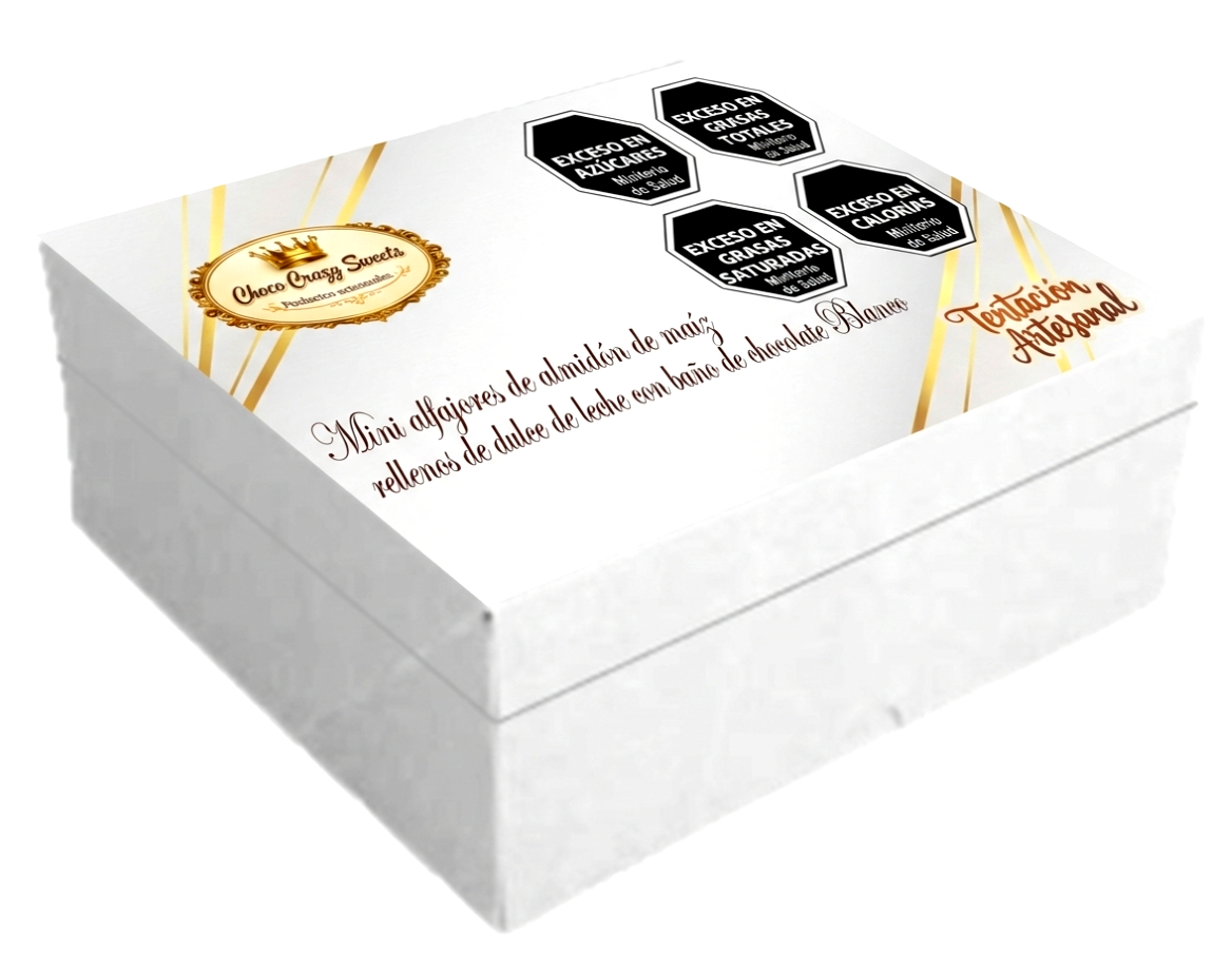 mini almidón con blanco Caja x 12 Mini alfajores de almidón de maíz bañados en chocolate blanco - Image 1