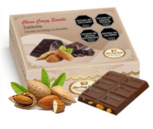 Caja x 18 Tabletitas de chocolate semiamargo con almendras